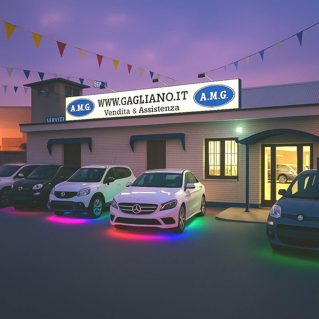 Ingresso della sede AMG a Basaluzzo (AL).